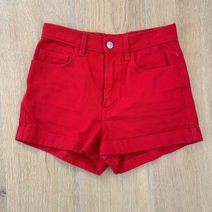 American Apparel high waisted red jean shorts